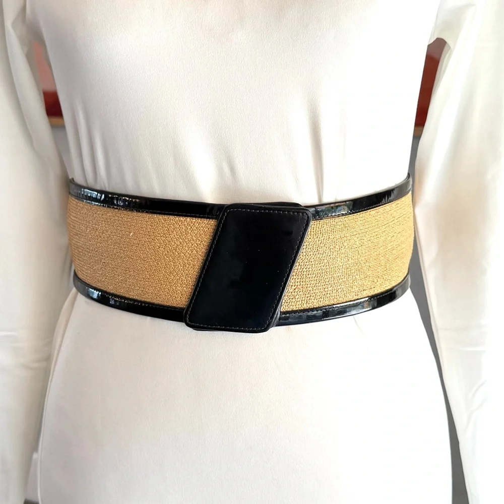 Vintage Anne Klein Black and Tan Wide Belt